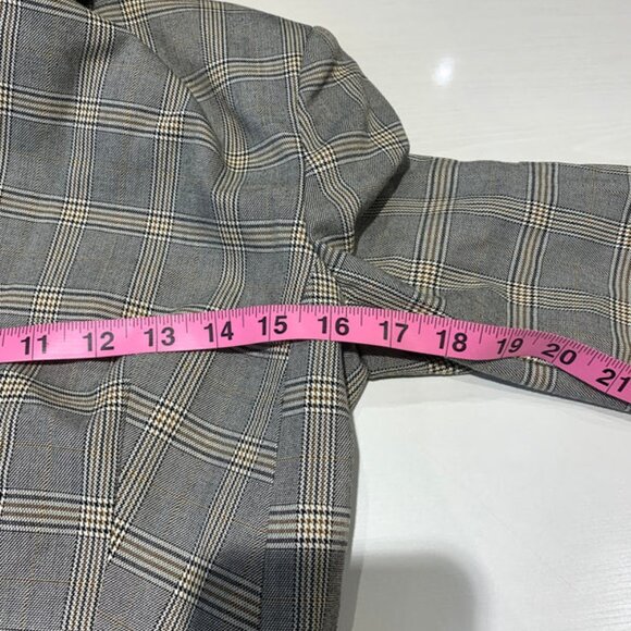 Lili Sidonio Fringe-Trim Plaid Blazer Grey Check - Women's Size XS - Picture 7 of 7